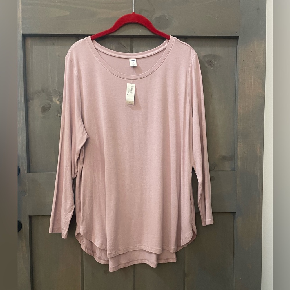 Old Navy Pink Asymmetrical Long Sleeve Blouse